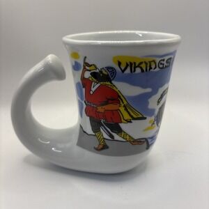 Vikings From Sweden Swedish Novelty Horn Handled Ceramic Coffee Tea Mug‎ Cup 5"
